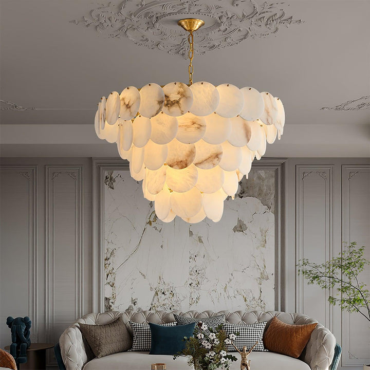 Alabaster Shell Brass Chandelier - Vakkerlight