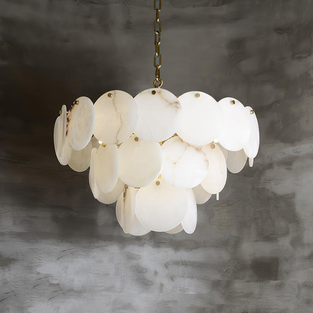 Alabaster Shell Brass Chandelier - Vakkerlight