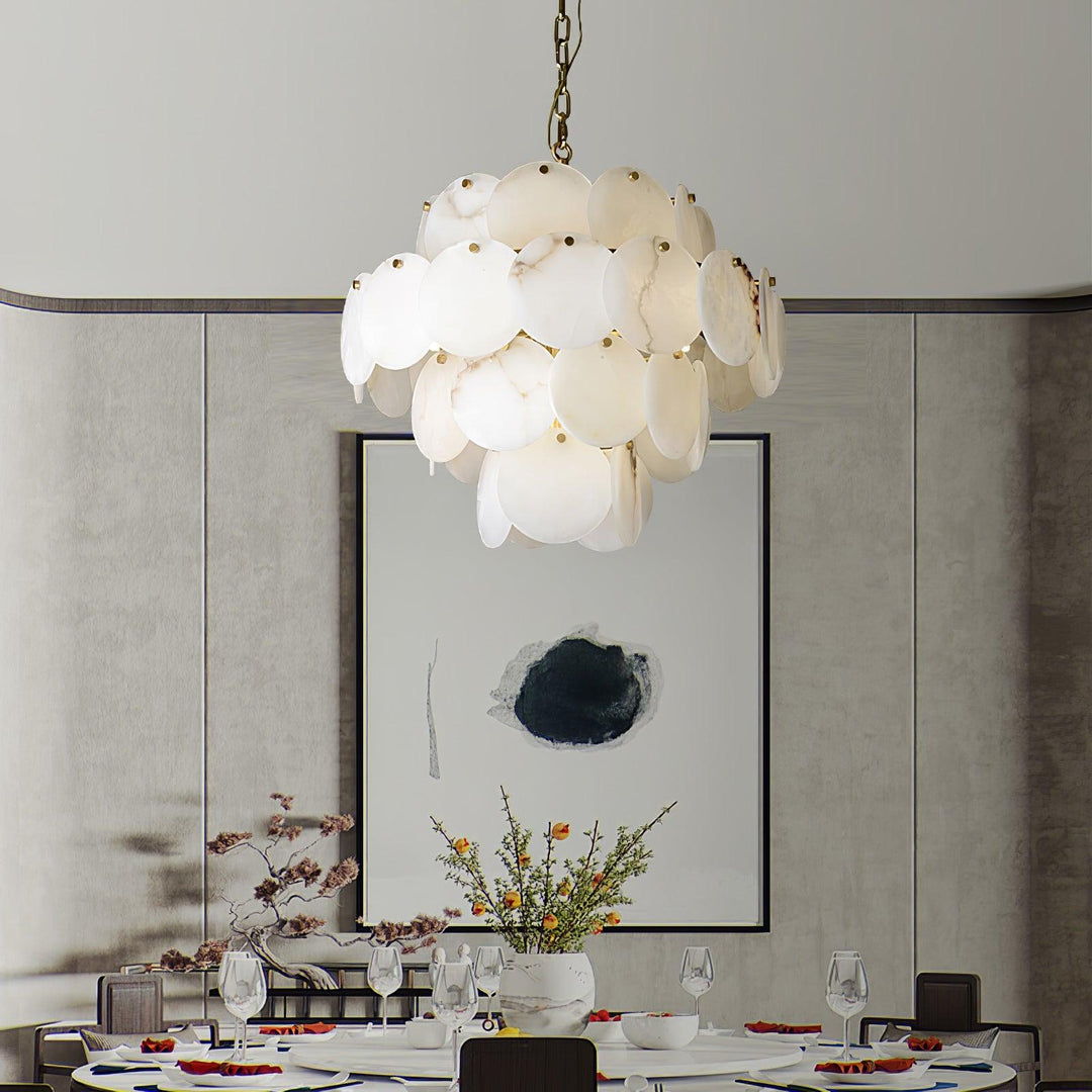 Alabaster Shell Brass Chandelier - Vakkerlight