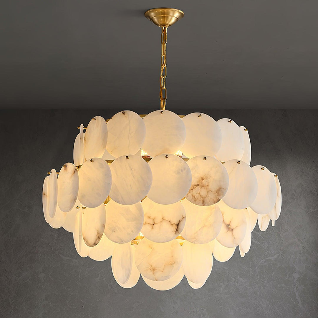 Alabaster Shell Brass Chandelier - Vakkerlight