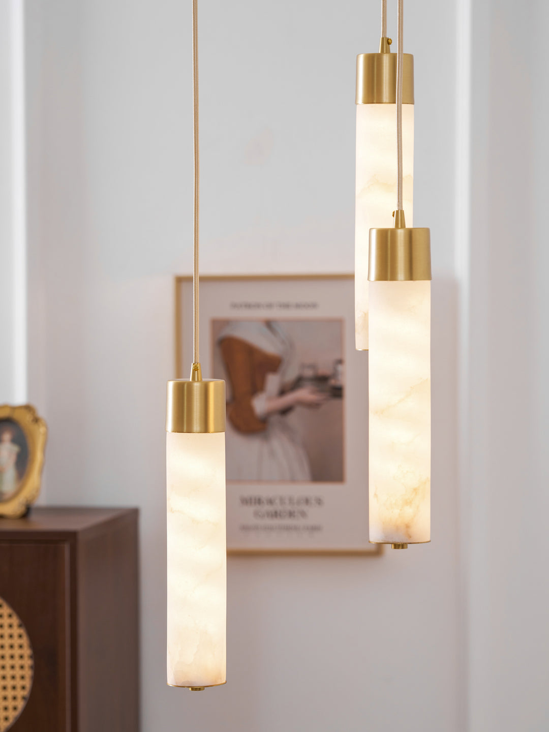 Alabaster Tube Brass Pendant Lamp – detail 2