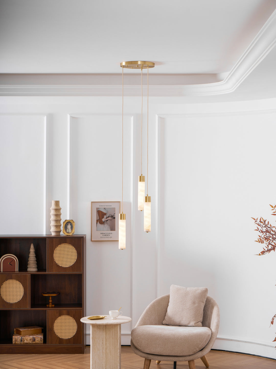 Alabaster Tube Brass Pendant Lamp – detail 3