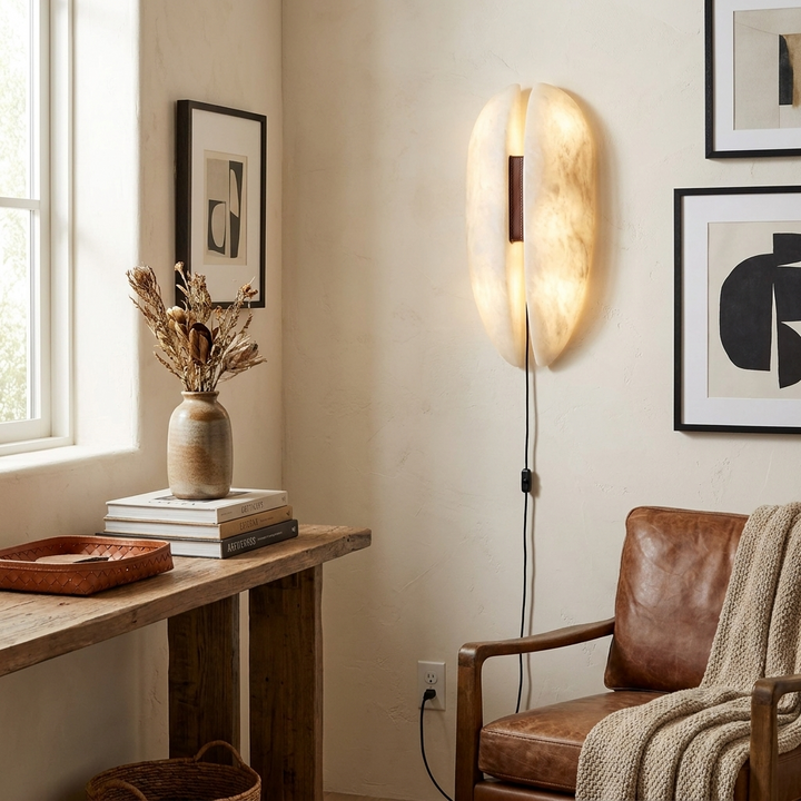 Alabaster Veil Plug-in Wall Sconce