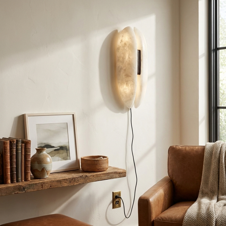 Alabaster Veil Plug-in Wall Sconce