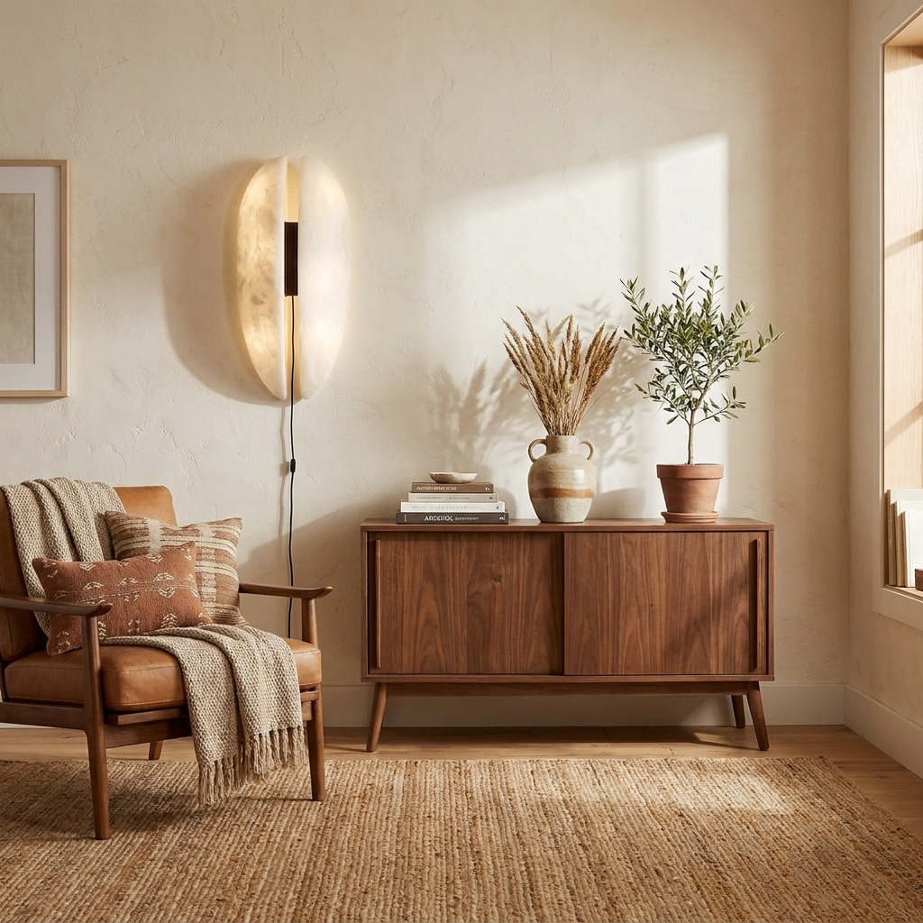 Alabaster Veil Plug-in Wall Sconce