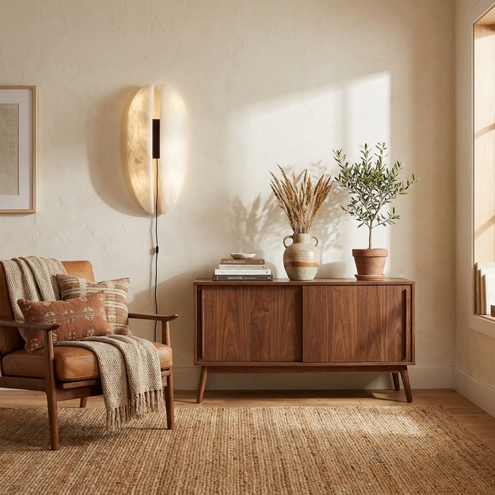 Alabaster Veil Plug-in Wall Sconce