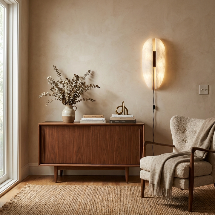 Alabaster Veil Plug-in Wall Sconce