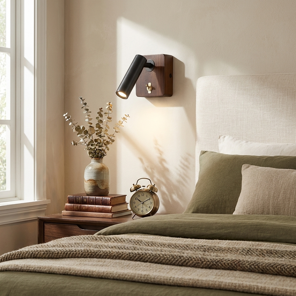 Alder Wood LED Reading Wall Sconce