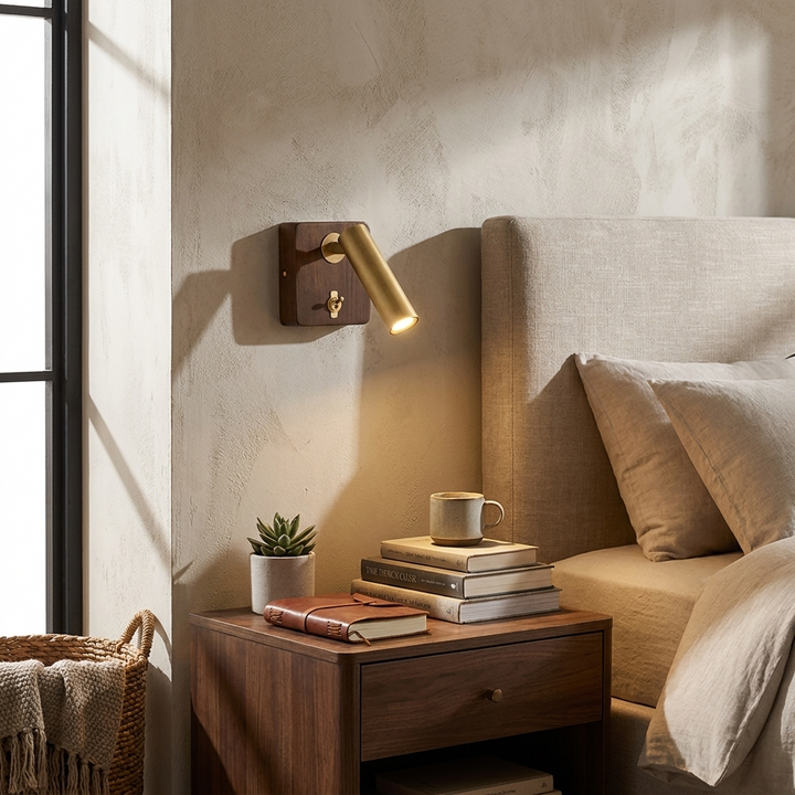 Alder Wood LED Reading Wall Sconce