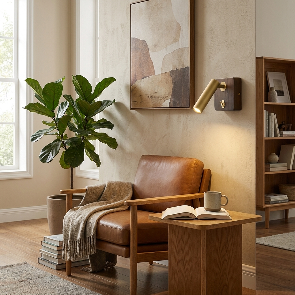 Alder Wood LED Reading Wall Sconce