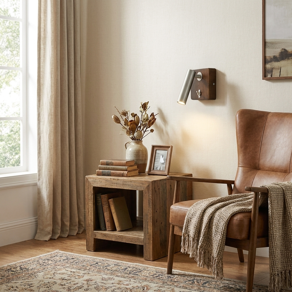 Alder Wood LED Reading Wall Sconce