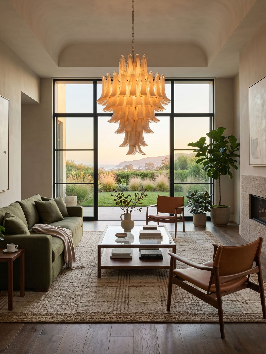 Amber Cloud Glass Petals Chandelier - Vakkerlight