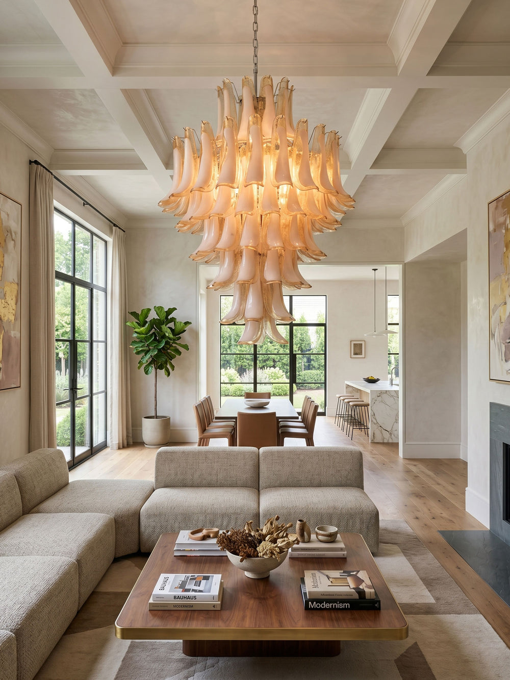 Amber Cloud Glass Petals Chandelier - Vakkerlight