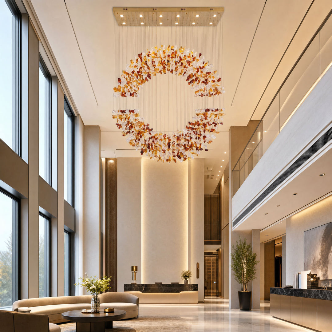 Amber Crystal Halo Chandelier