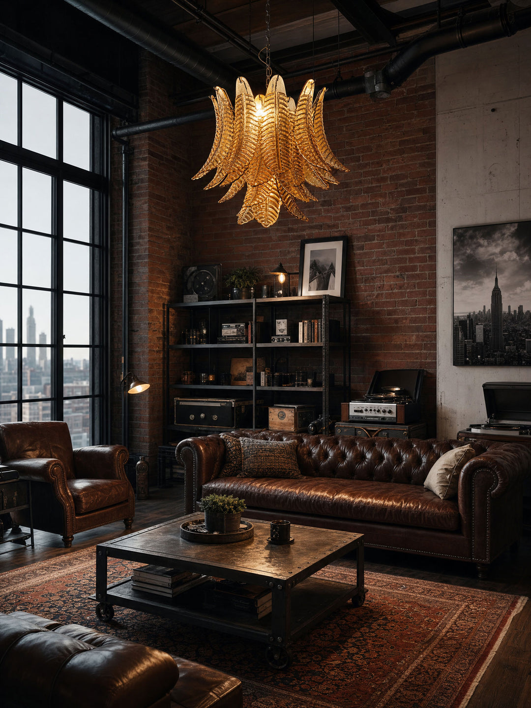 Amber Glass Leaf Chandelier - Vakkerlight