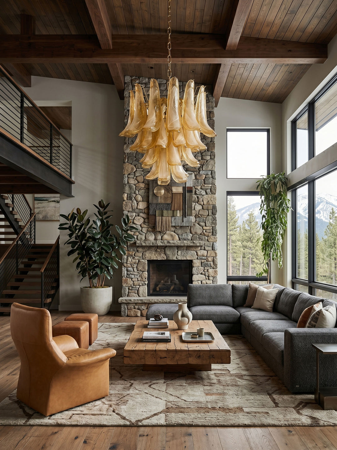 Amber Glass Petals Chandelier - Vakkerlight