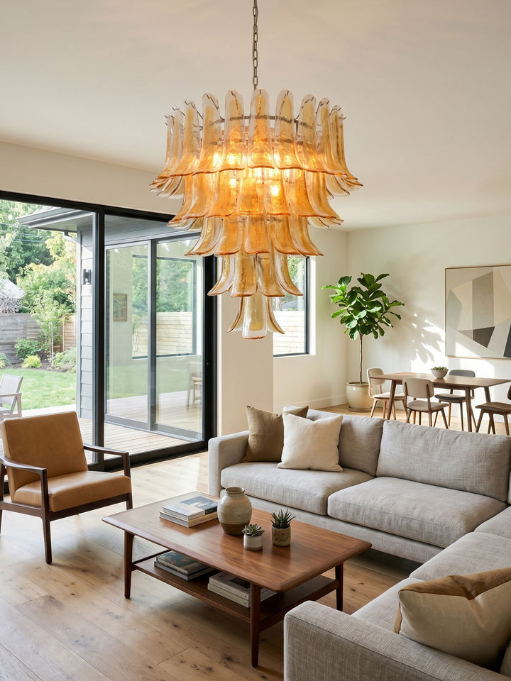 Amber Glass Petals Chandelier - Vakkerlight