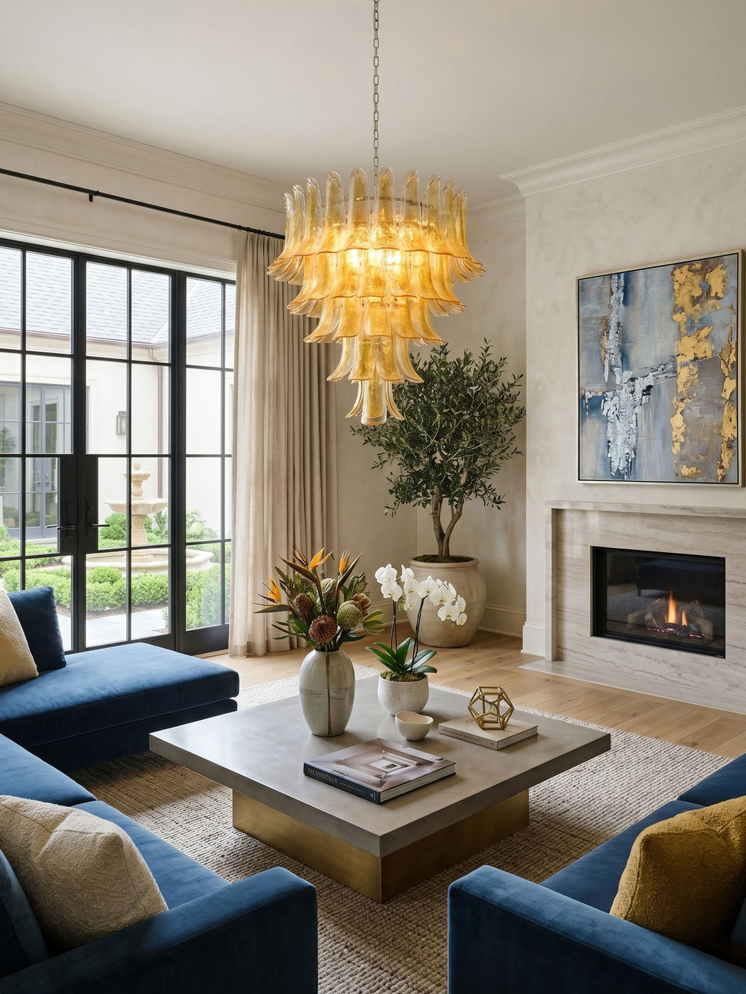 Amber Glass Petals Chandelier - Vakkerlight