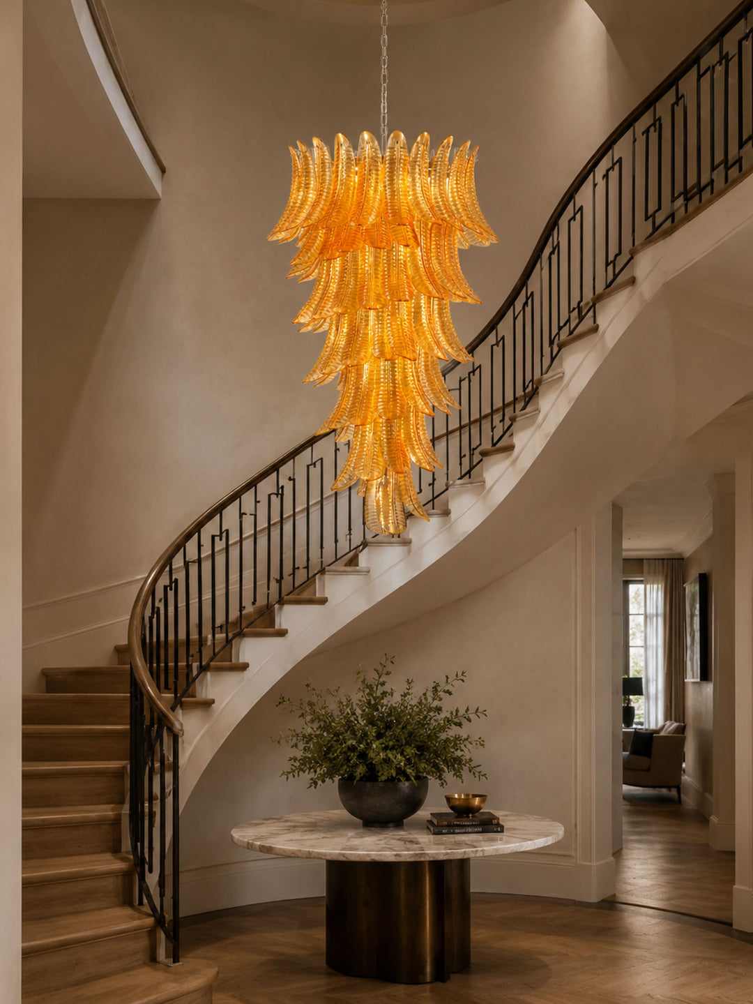 Amber Leaf Cascade Chandelier - Vakkerlight