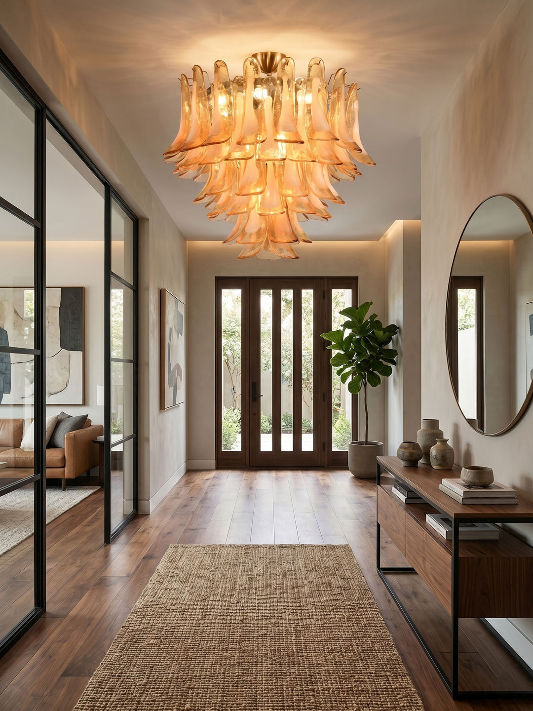 Amber Petal Glass Ceiling Lamp - Vakkerlight