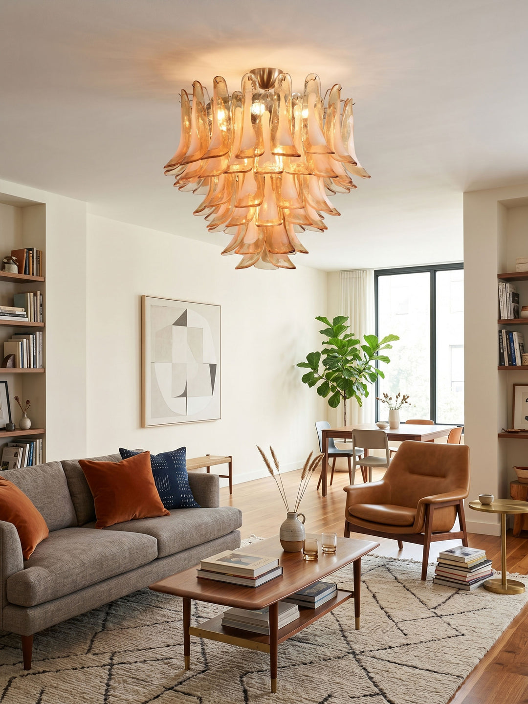 Amber Petal Glass Ceiling Lamp - Vakkerlight