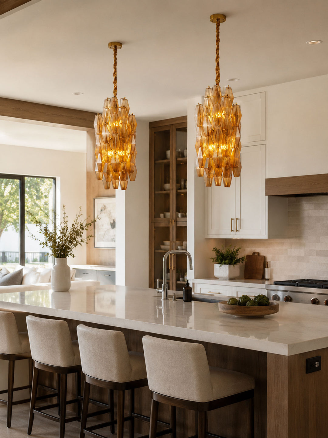 Amber Prism Long Chandelier - Vakkerlight