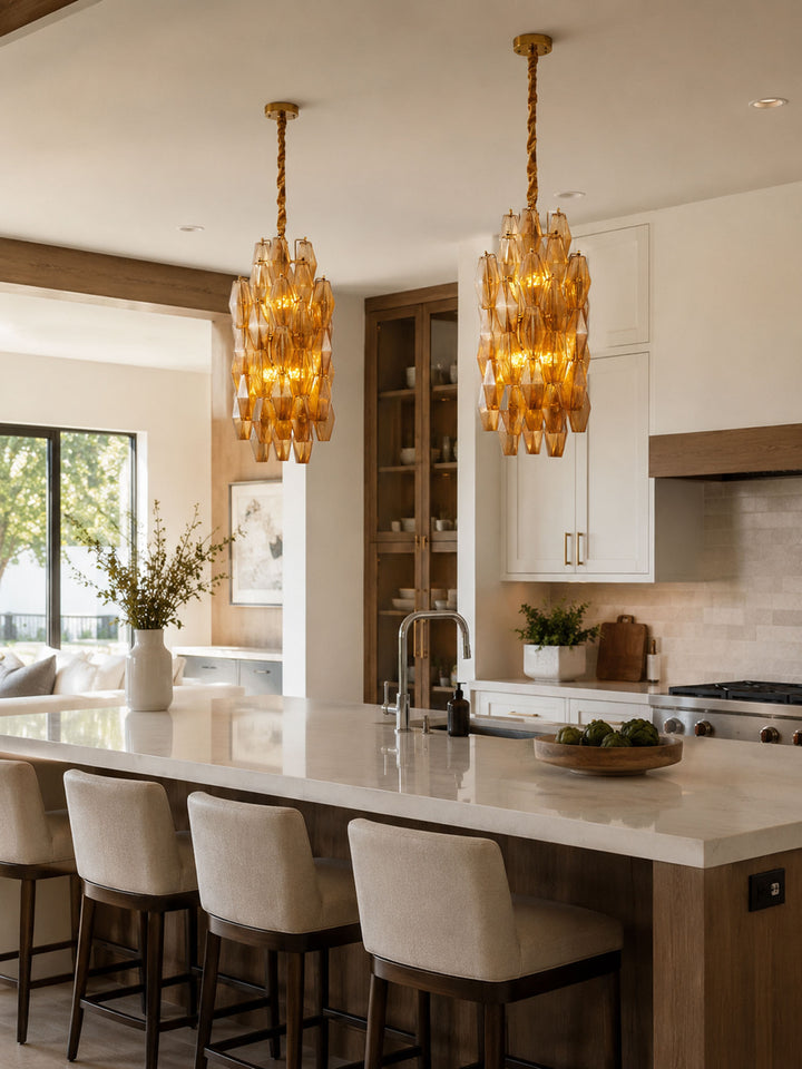 Amber Prism Long Chandelier - Vakkerlight