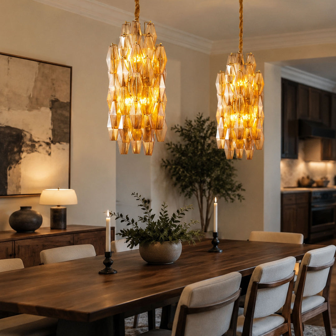 Amber Prism Long Chandelier - Vakkerlight