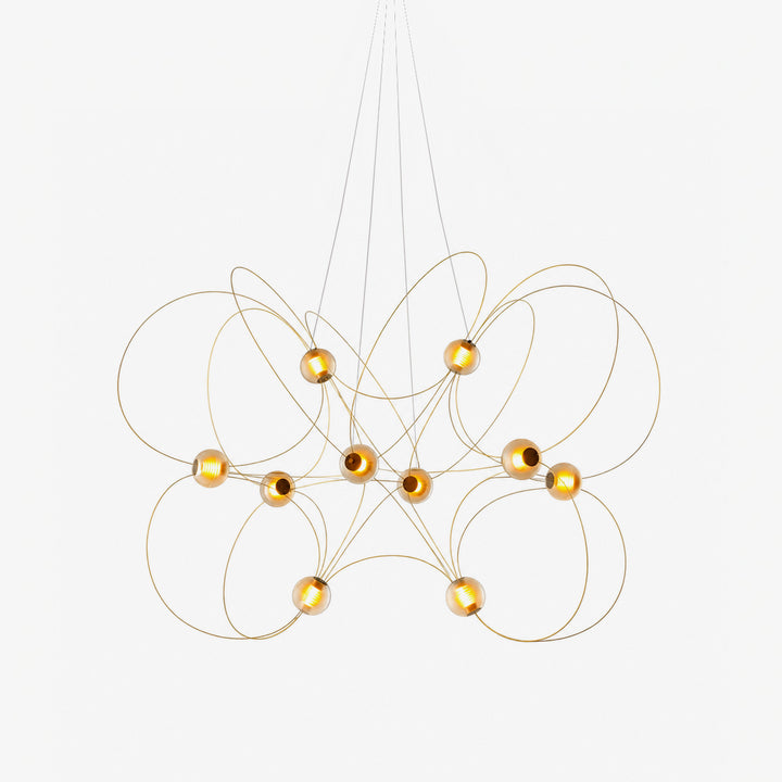 Amber Glass Orb Loop Chandelier