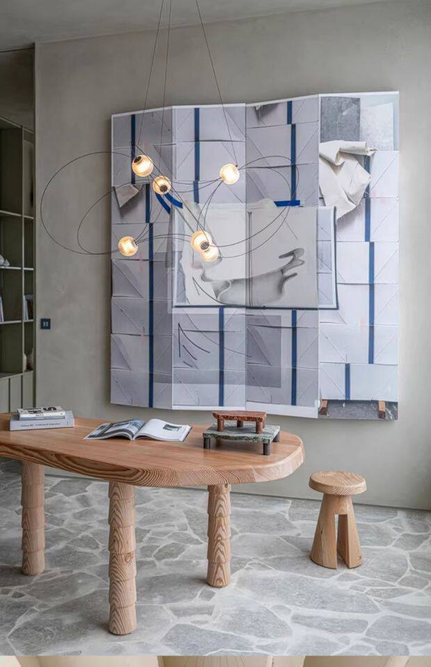 Amber Glass Orb Loop Chandelier