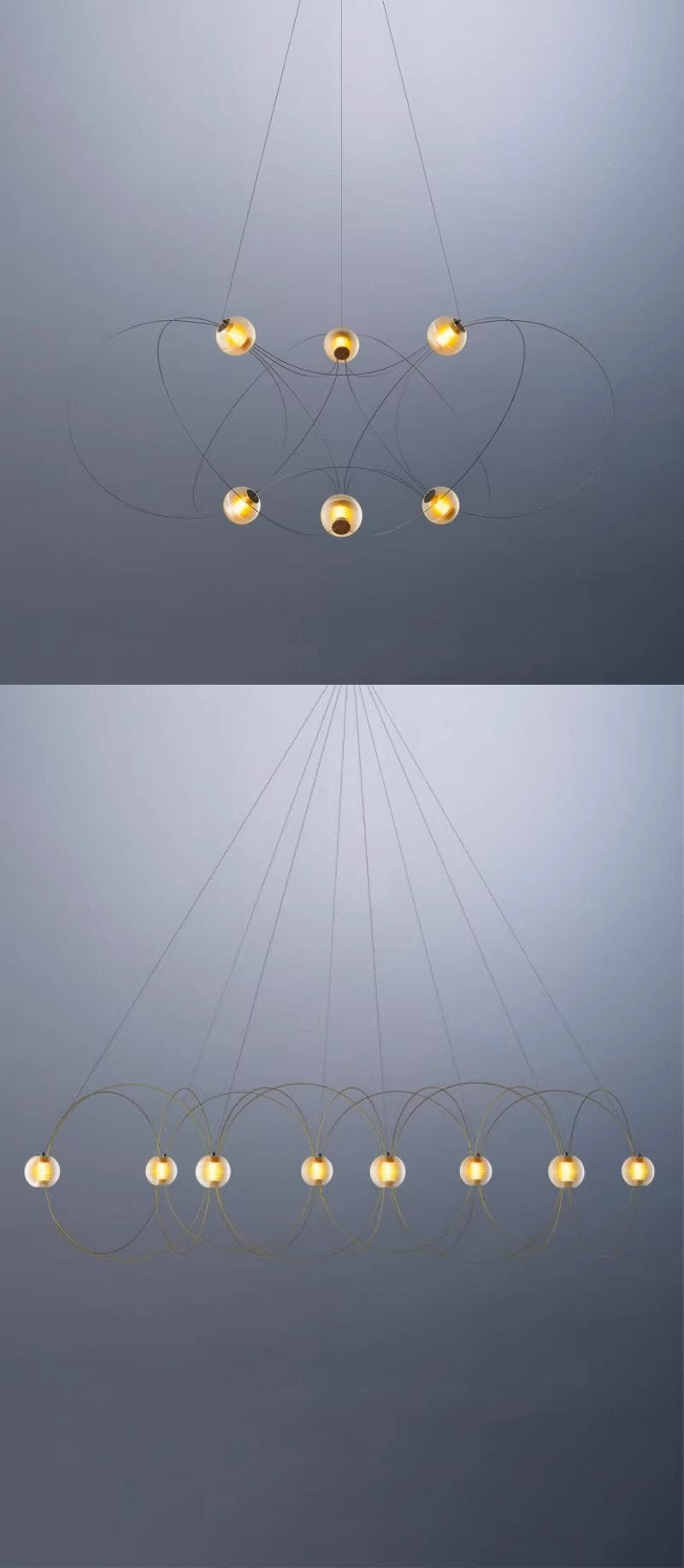 Amber Glass Orb Loop Chandelier