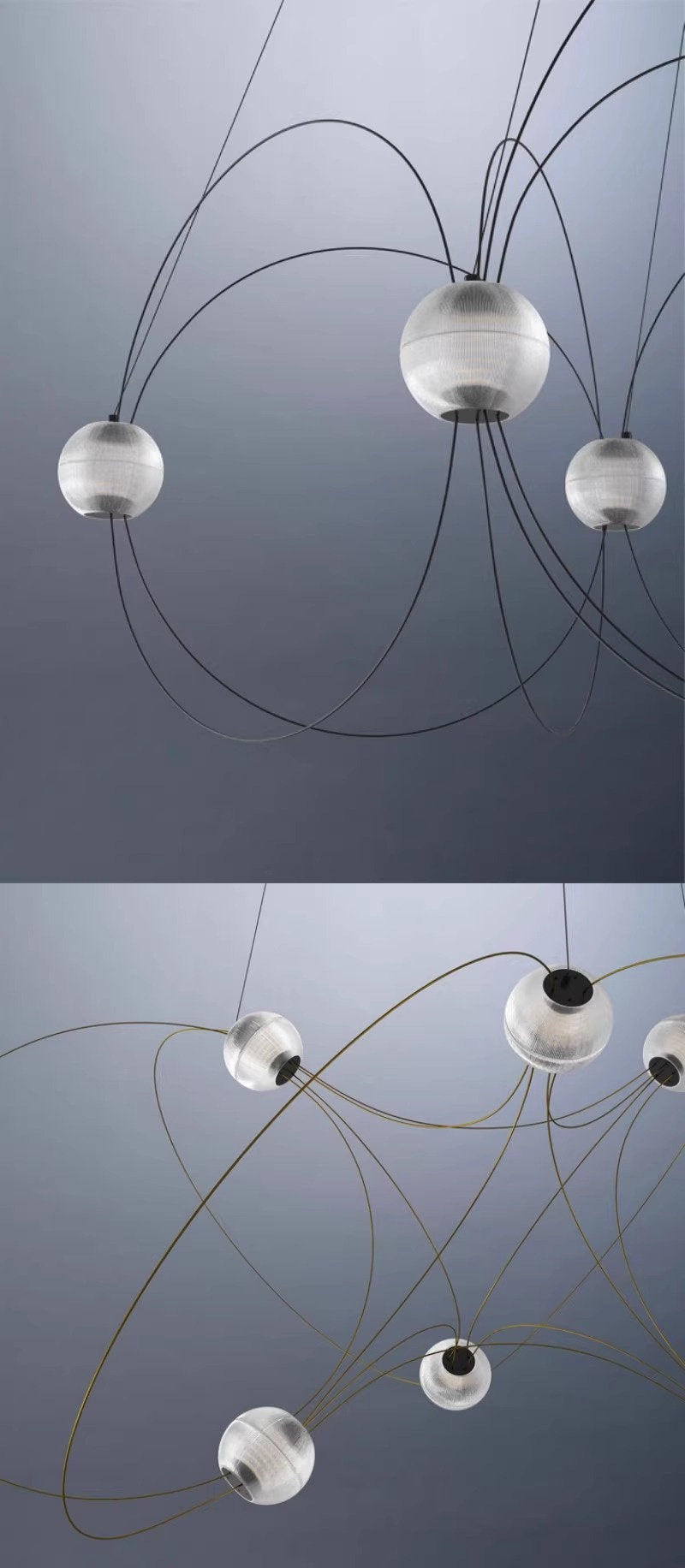 Amber Glass Orb Loop Chandelier
