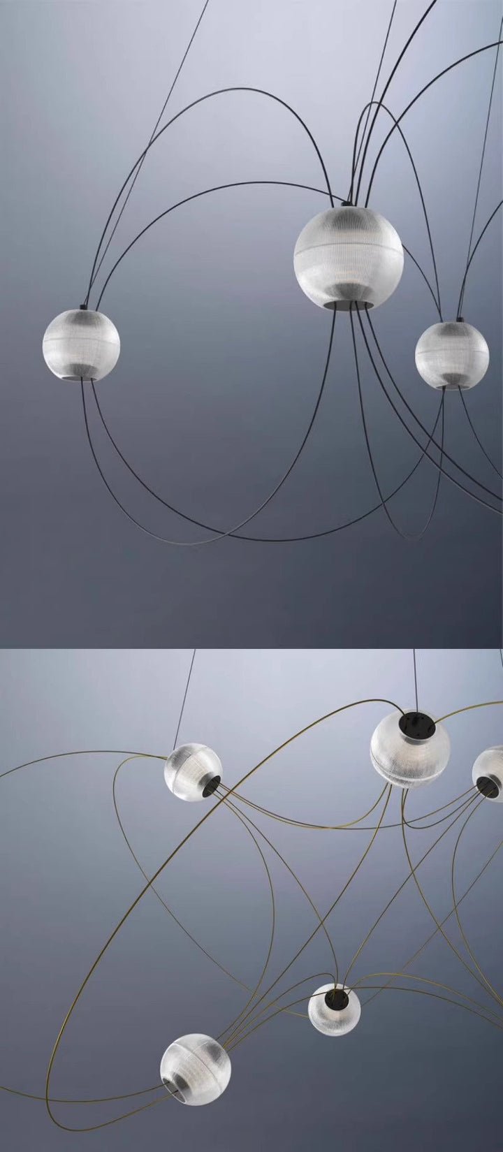 Amber Glass Orb Loop Chandelier