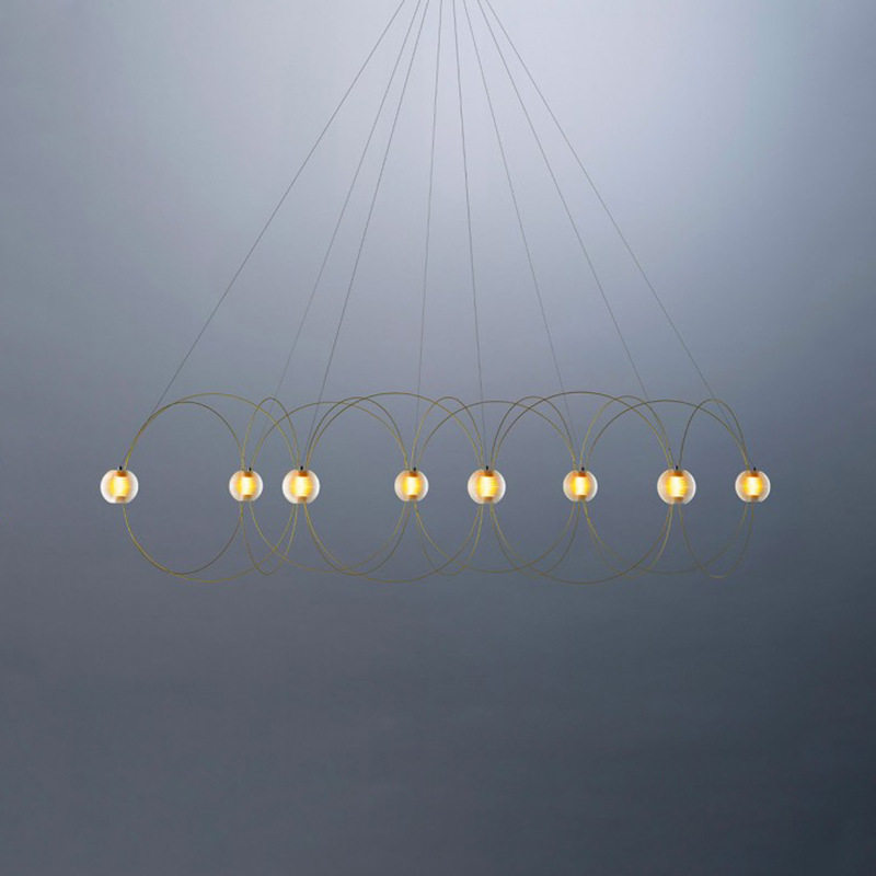 Amber Glass Orb Loop Chandelier