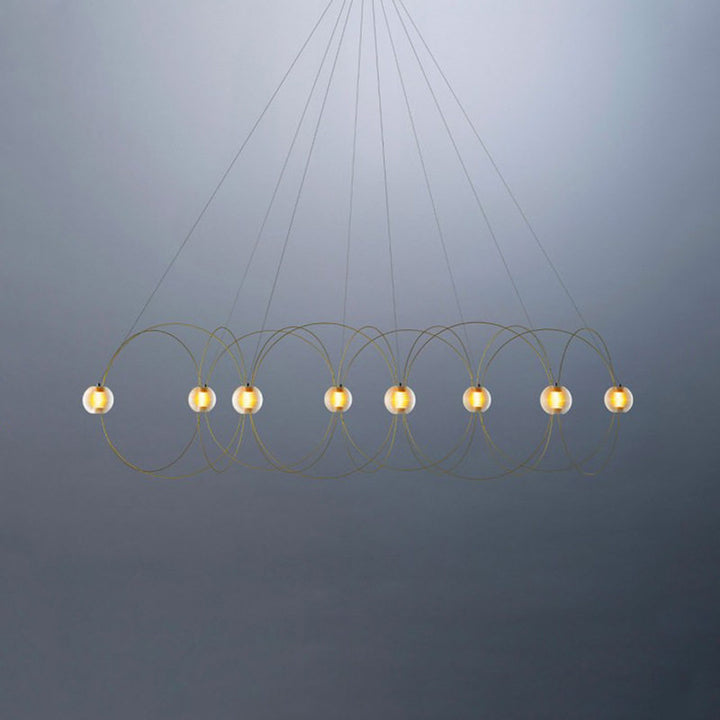 Amber Glass Orb Loop Chandelier