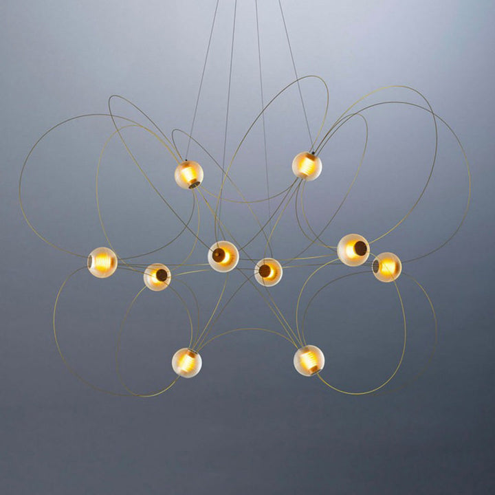 Amber Glass Orb Loop Chandelier