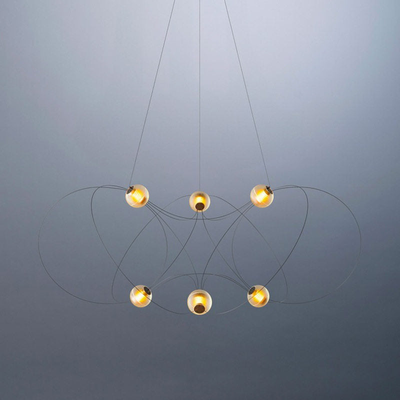 Amber Glass Orb Loop Chandelier