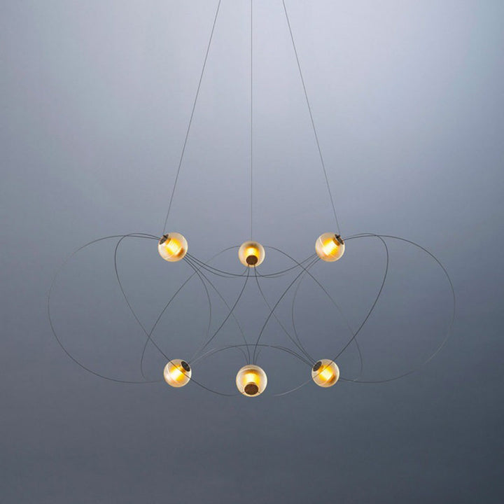 Amber Glass Orb Loop Chandelier