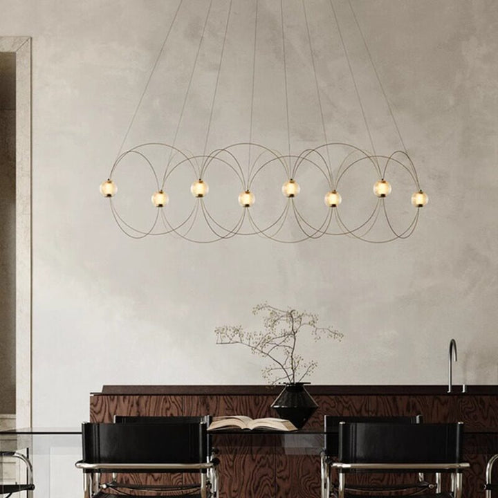Amber Glass Orb Loop Chandelier