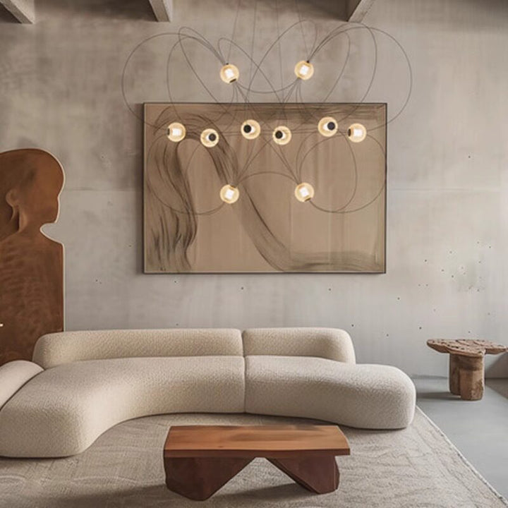 Amber Glass Orb Loop Chandelier