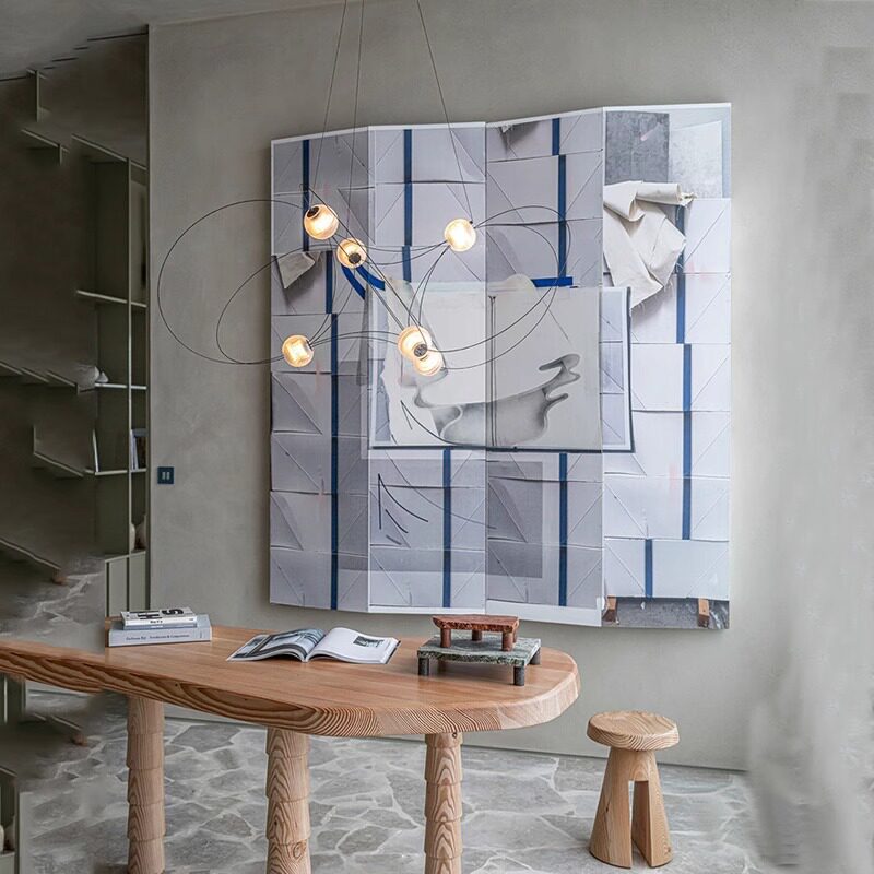 Amber Glass Orb Loop Chandelier