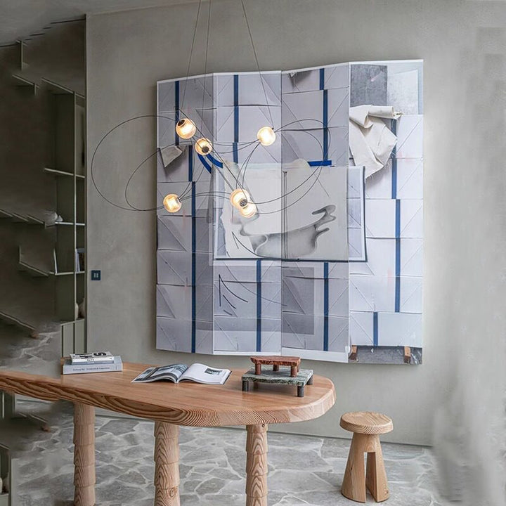 Amber Glass Orb Loop Chandelier