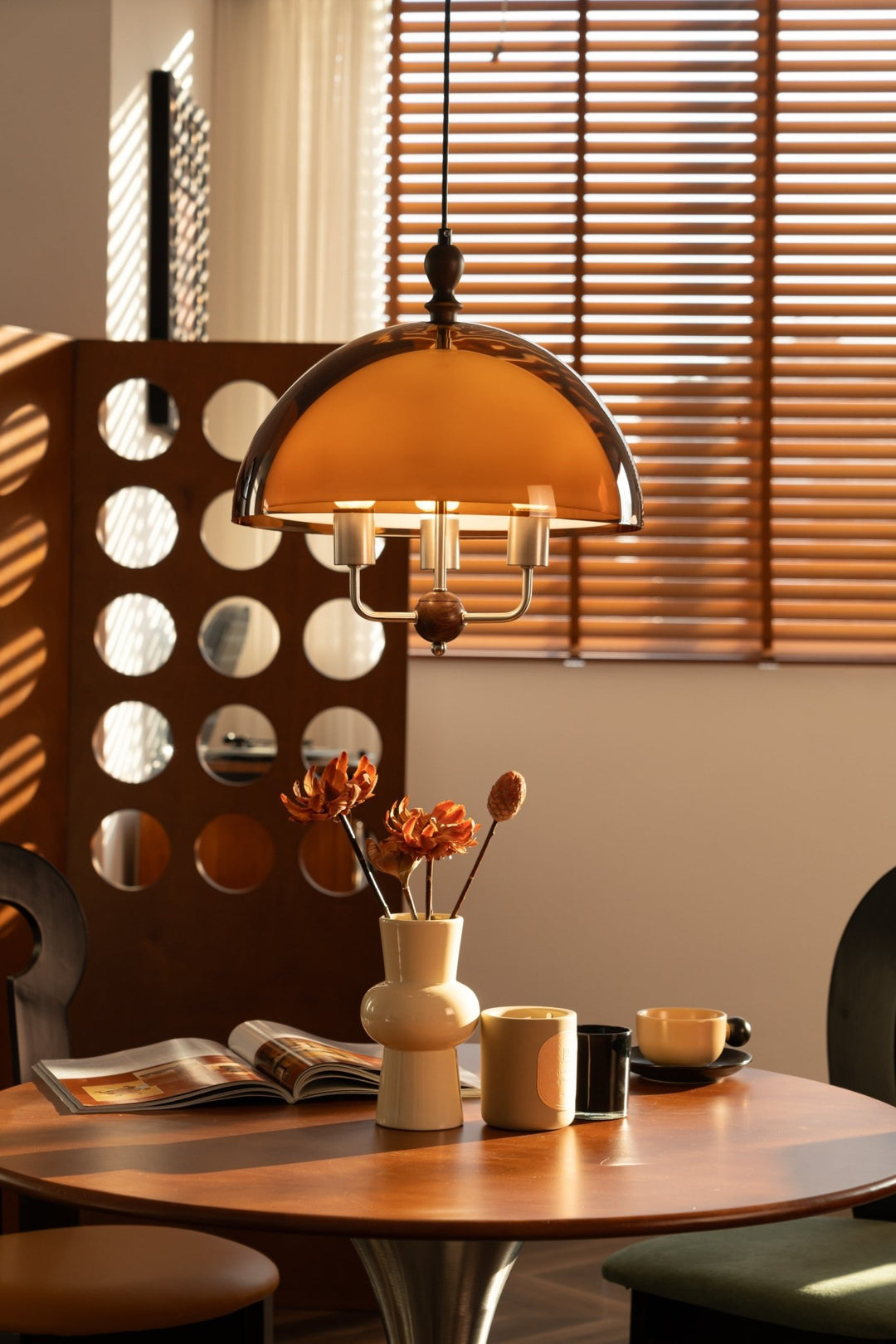 Amber Dome Shaped Pendant Light - Vakkerlight