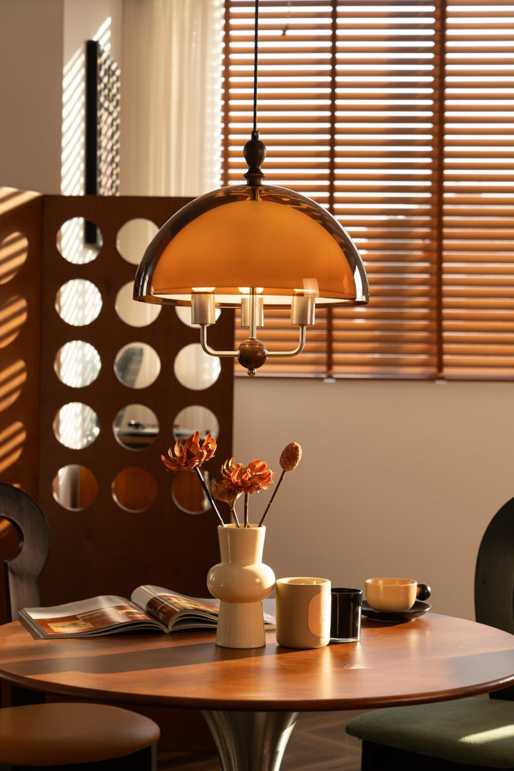 Amber Dome Shaped Pendant Light - Vakkerlight