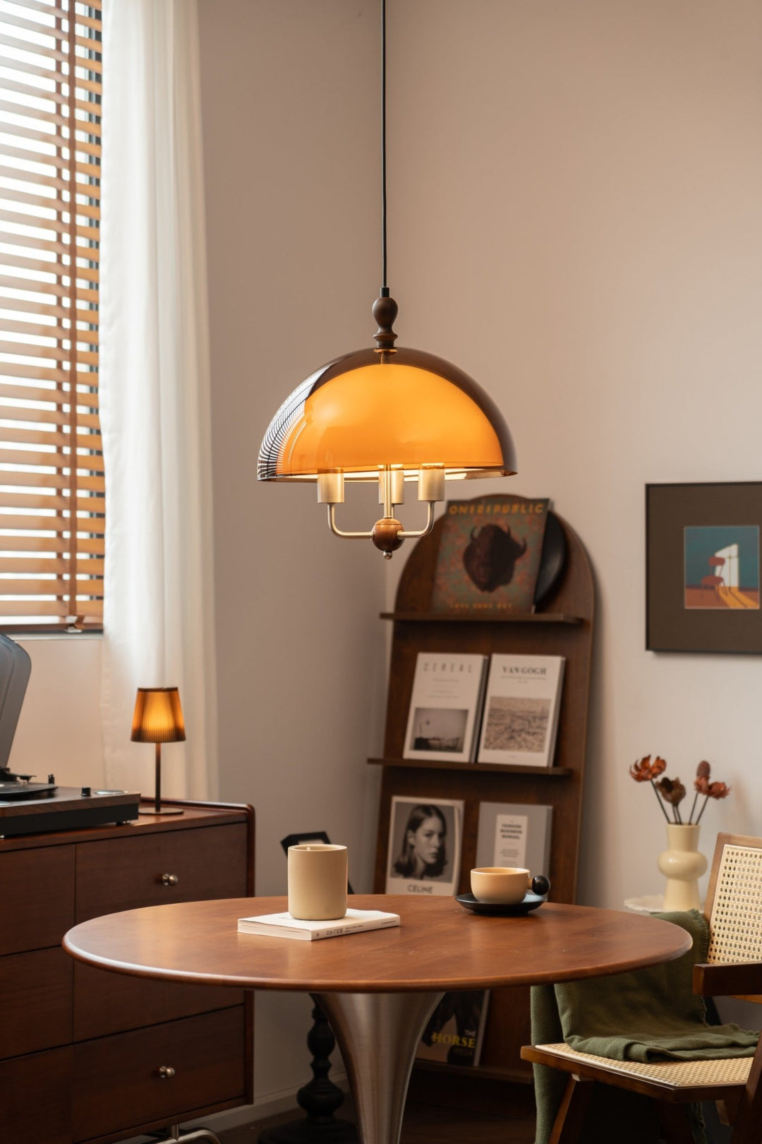 Amber Dome Shaped Pendant Light - Vakkerlight