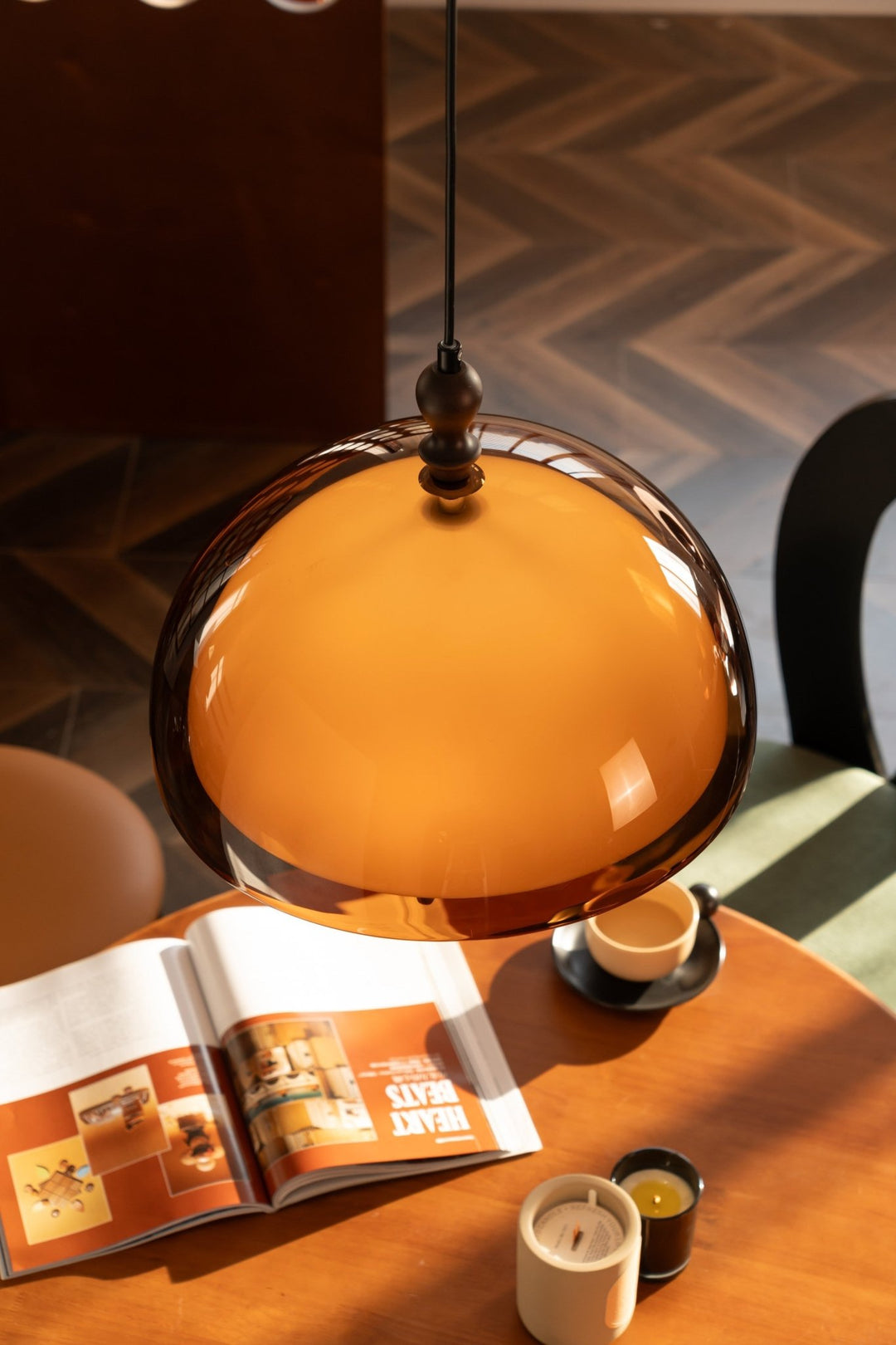 Amber Dome Shaped Pendant Light - Vakkerlight