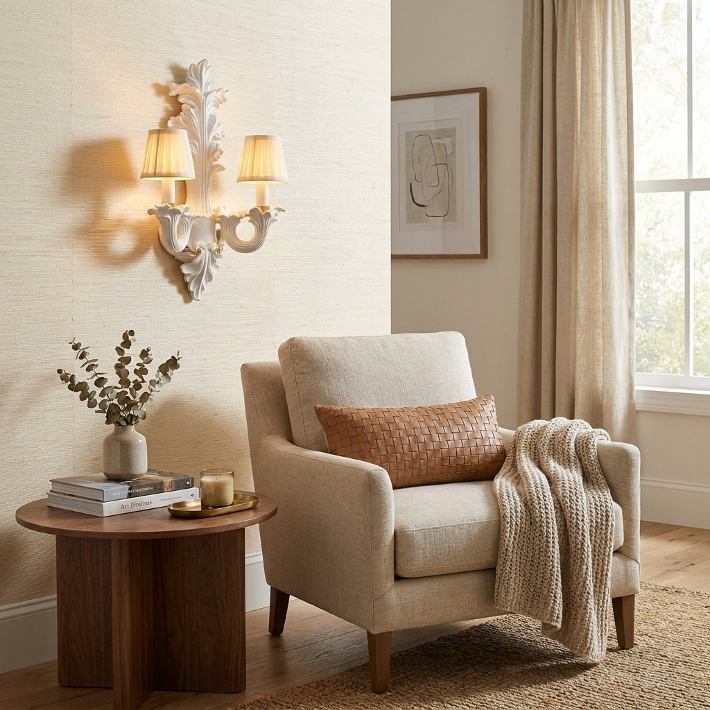 Amelie Plaster Leaf Wall Sconce