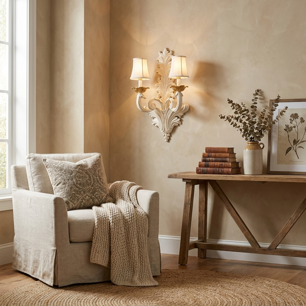 Amelie Plaster Leaf Wall Sconce