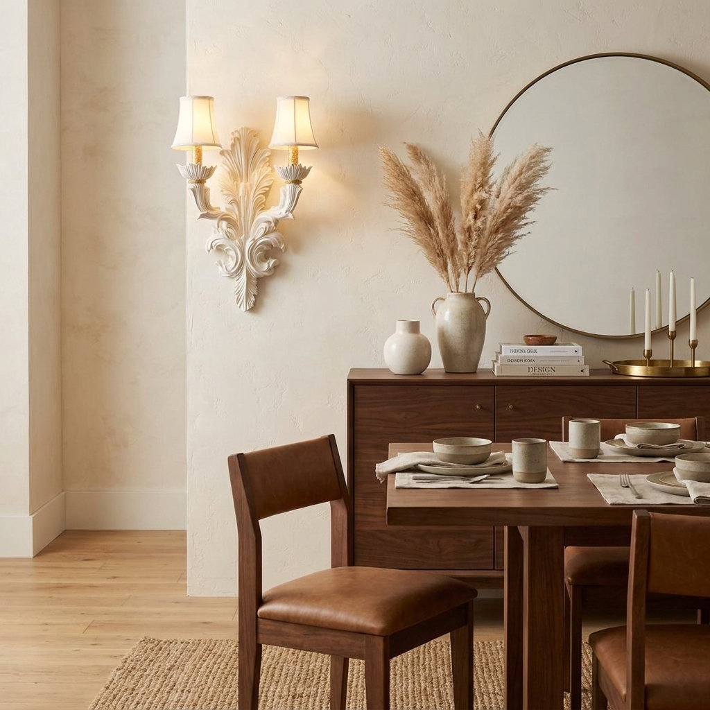 Amelie Plaster Leaf Wall Sconce