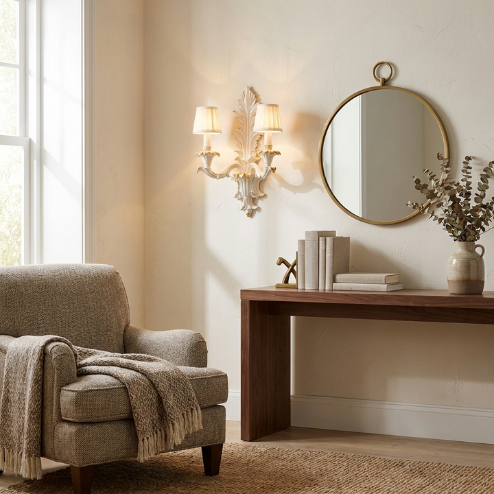 Amelie Plaster Leaf Wall Sconce